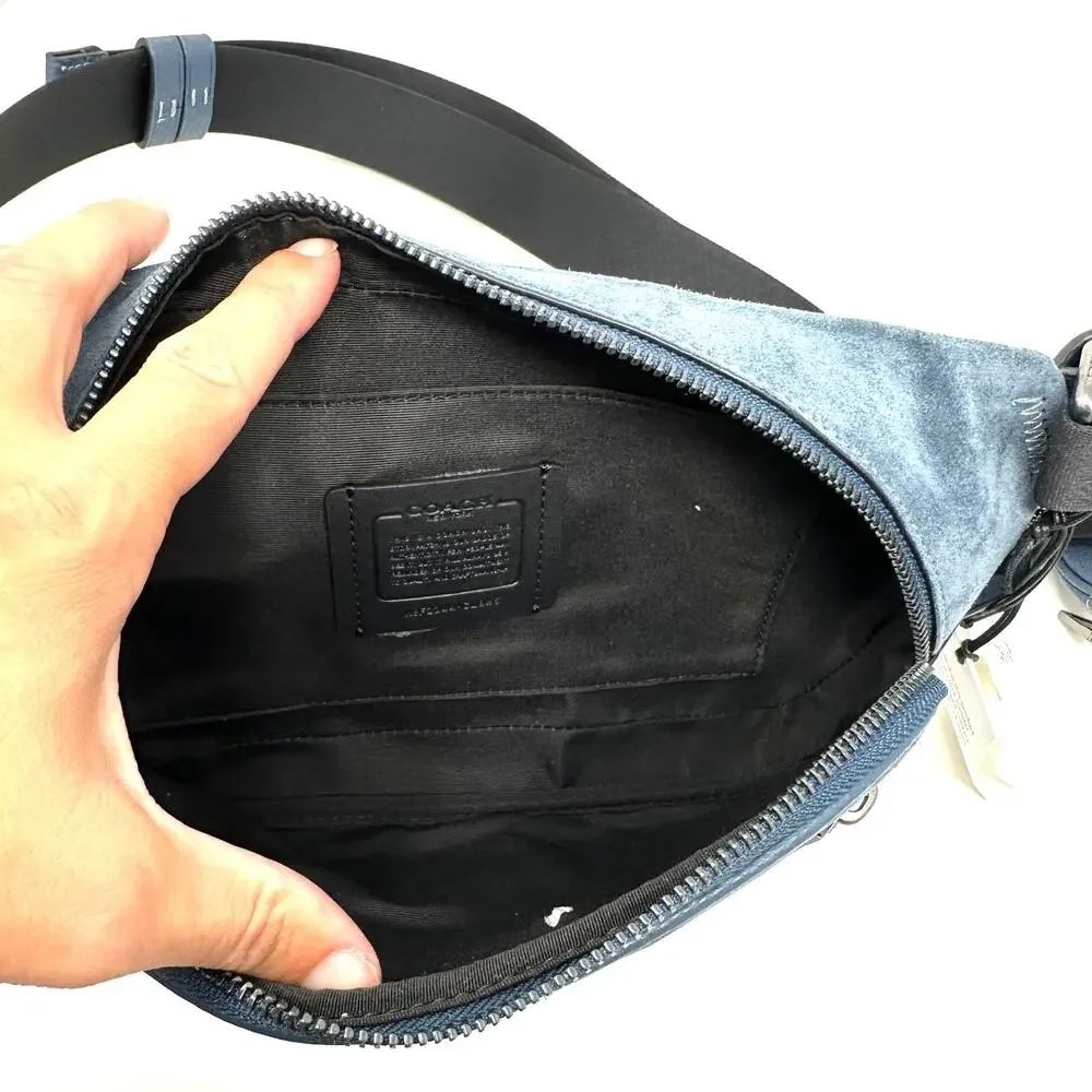 Coach Elias Belt Bag Denim Blue Suede Leather CL946